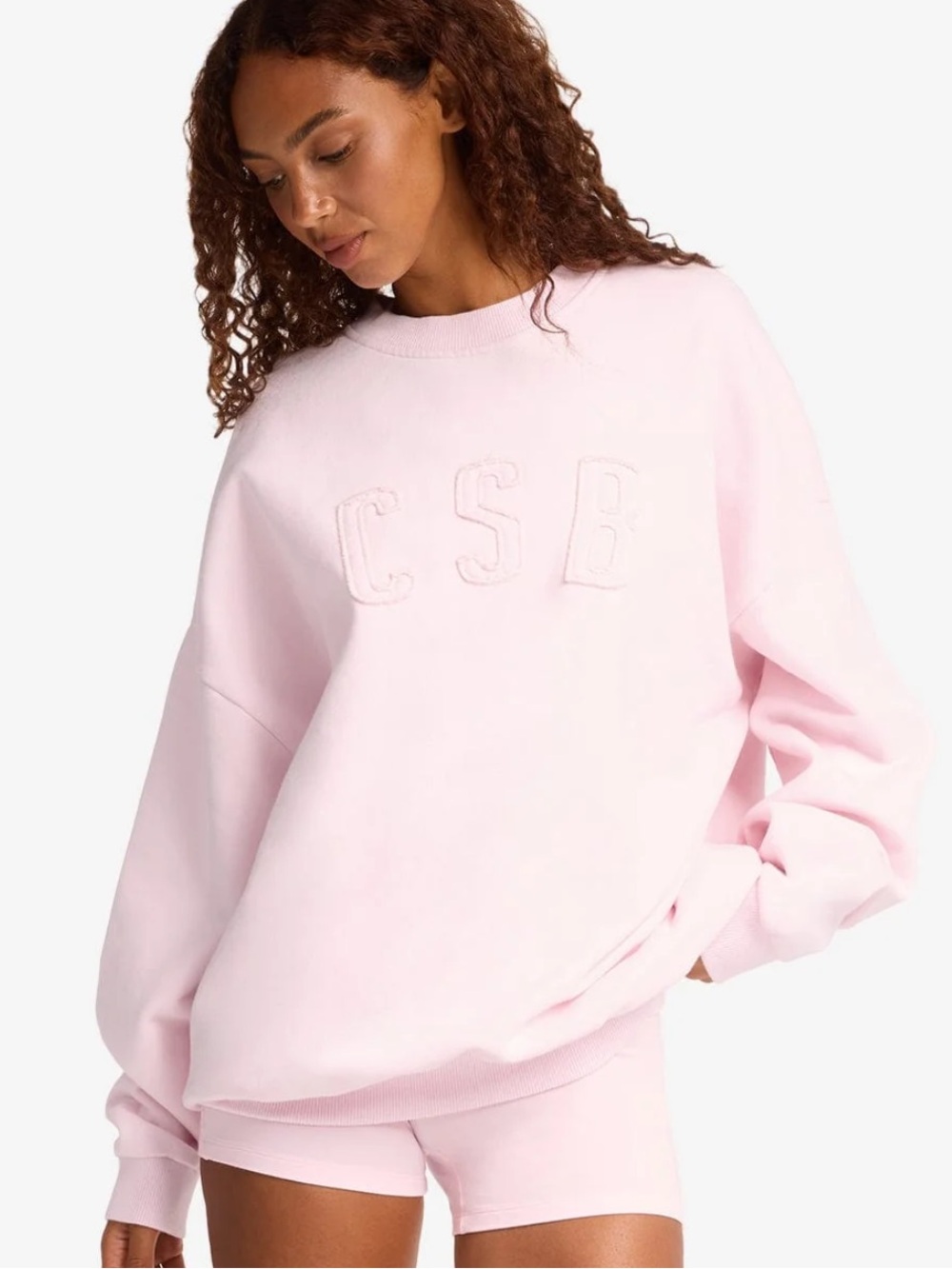 NWT * CSB Embroidered Crewneck Sweatshirt in Soft Pink - Size Medium